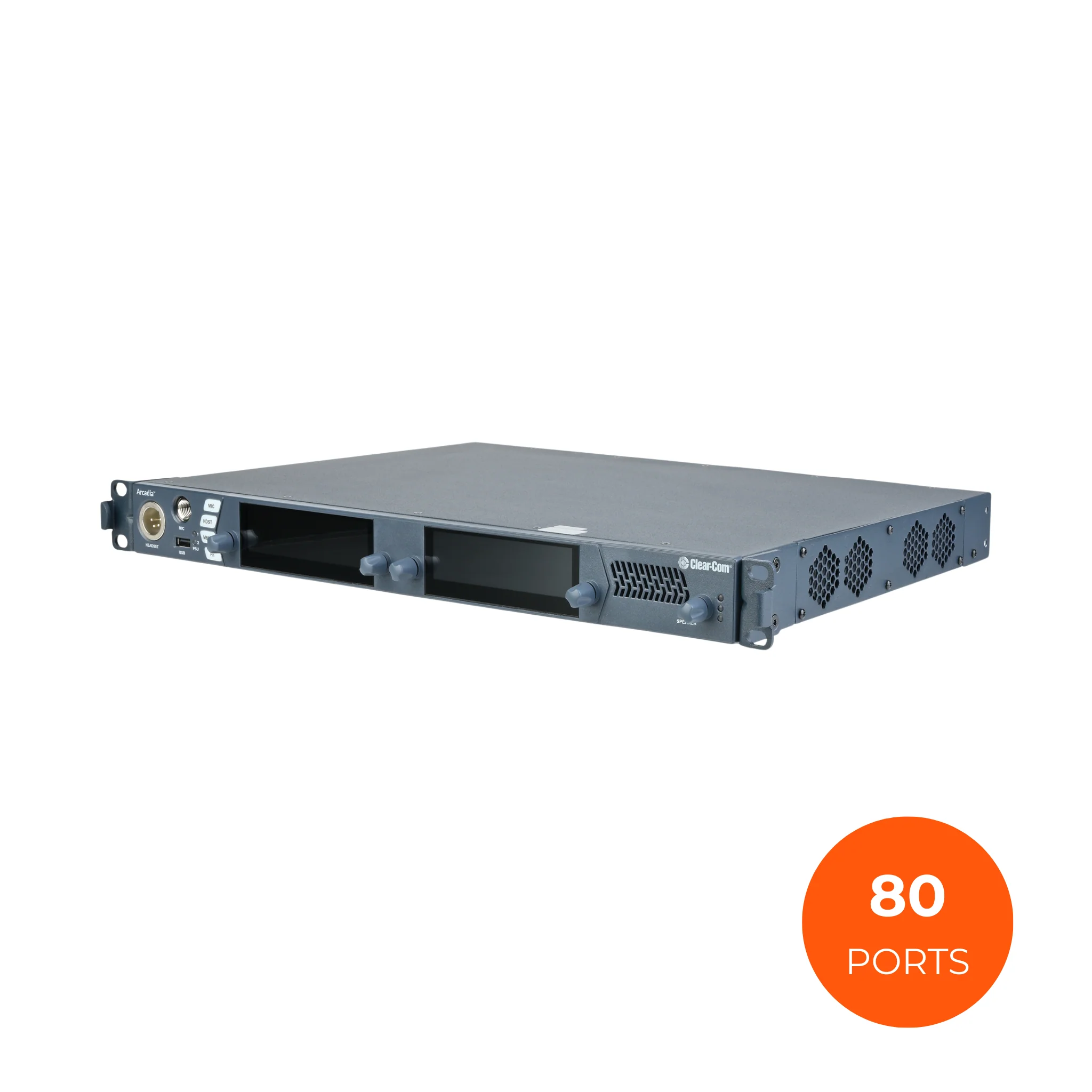 Clear-Com Arcadia Central Station: (80) Licensed Ports, 1RU, 4 pin XLR-M HS