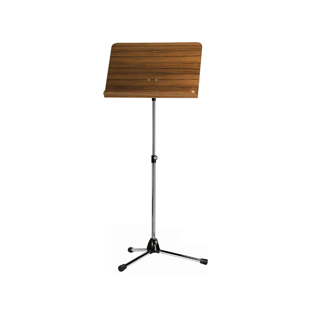 K&M 118/1 orchestra music chrome stand, walnut wooden desk - Image 2