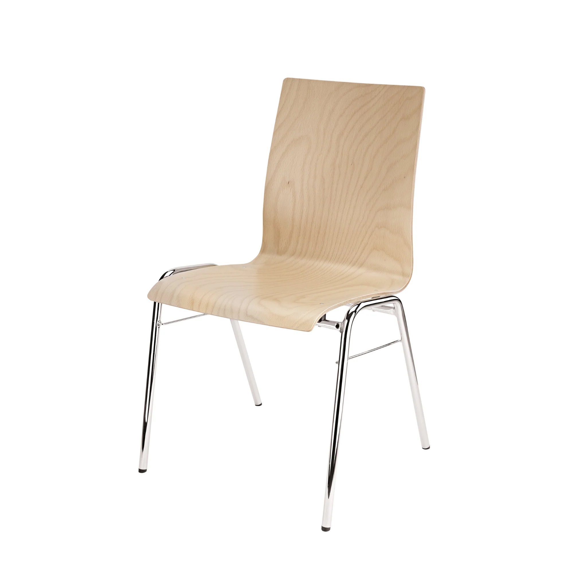 K&M 13400 stacking chair - legs chrome, seating beech wood natural