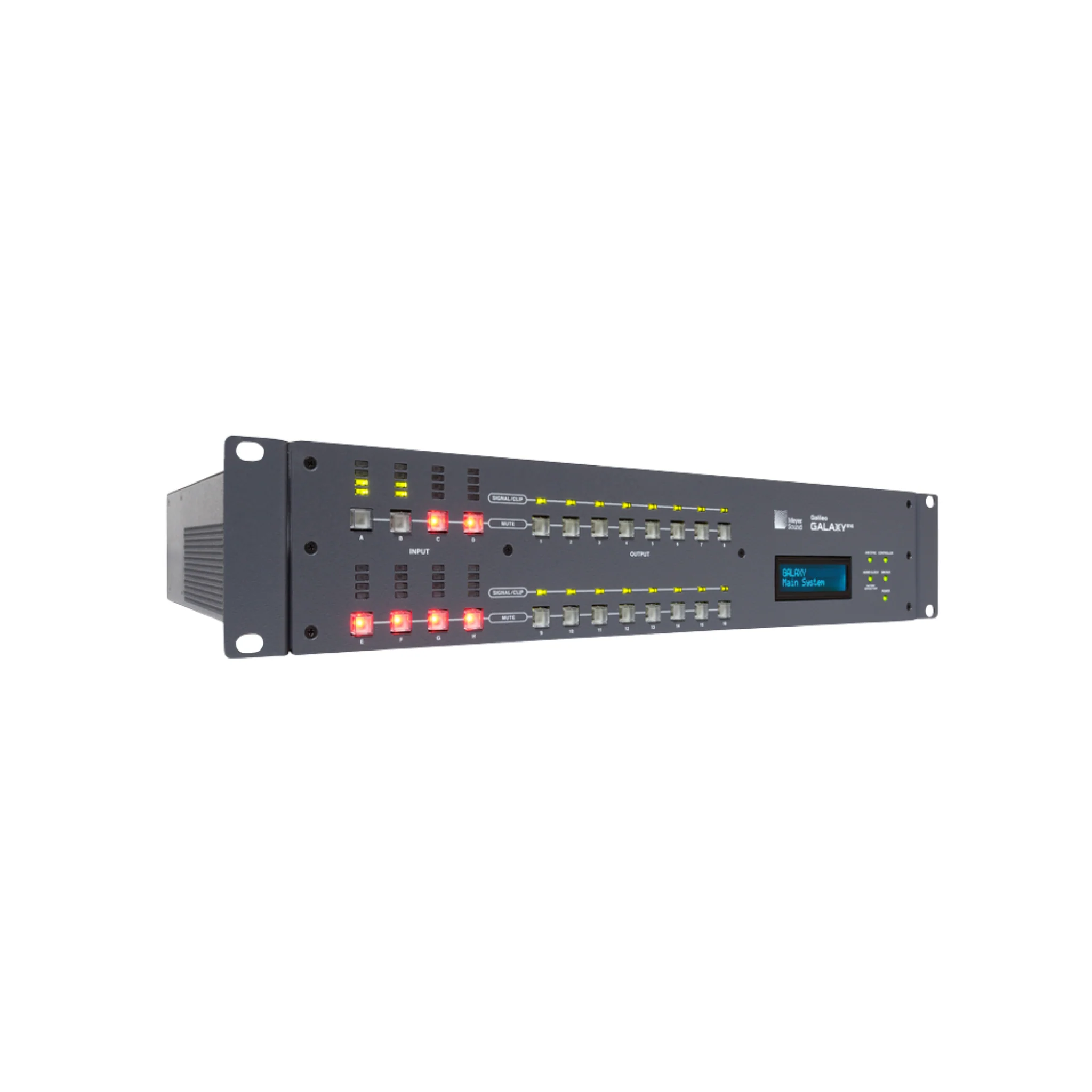 Meyer Sound GALAXY 816, 8-input, 16-output digital processor. 2 RU. EURO cord. Includes Compass cont