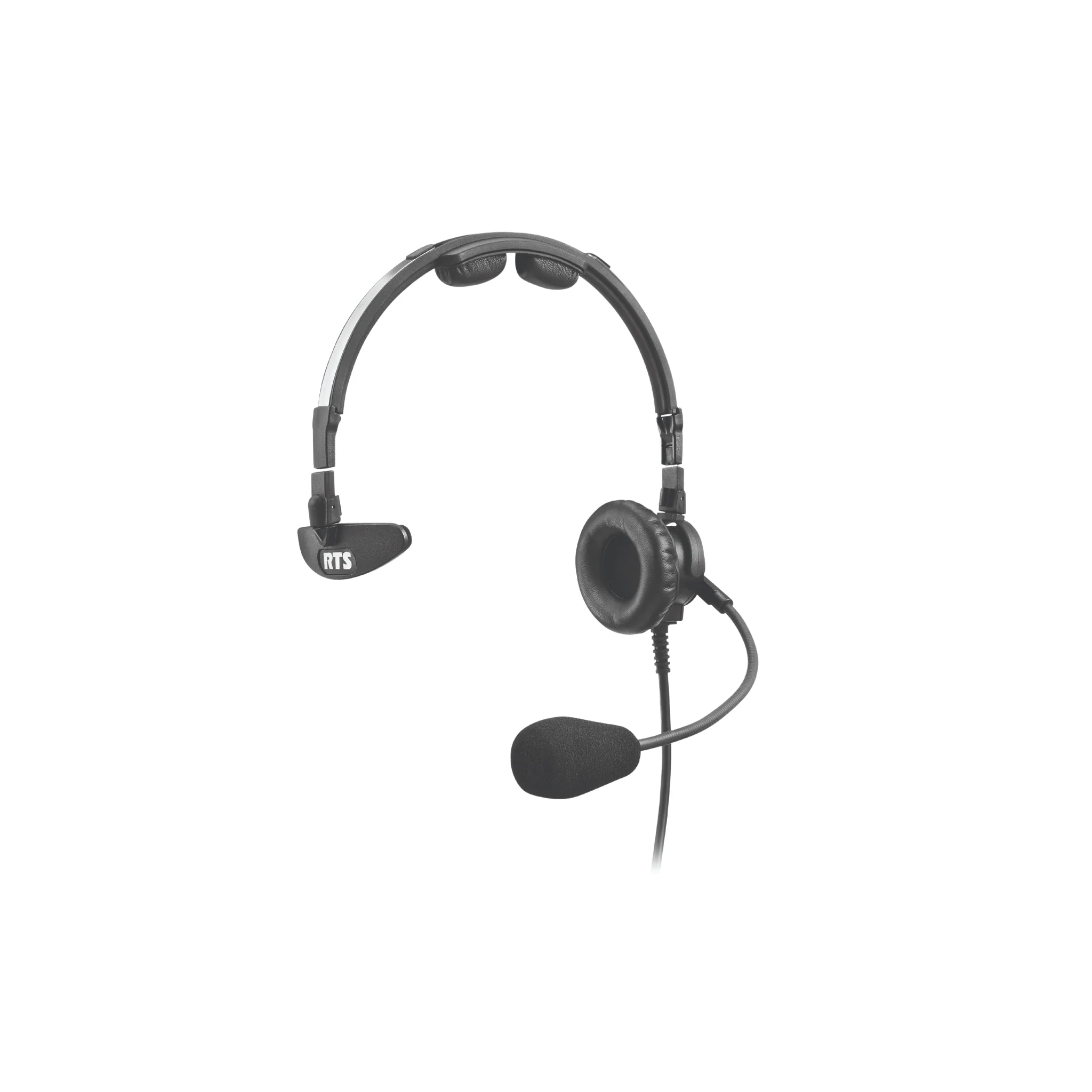 RTS lightweight single muff headset with dynamic mic (4-pin male XLR)
