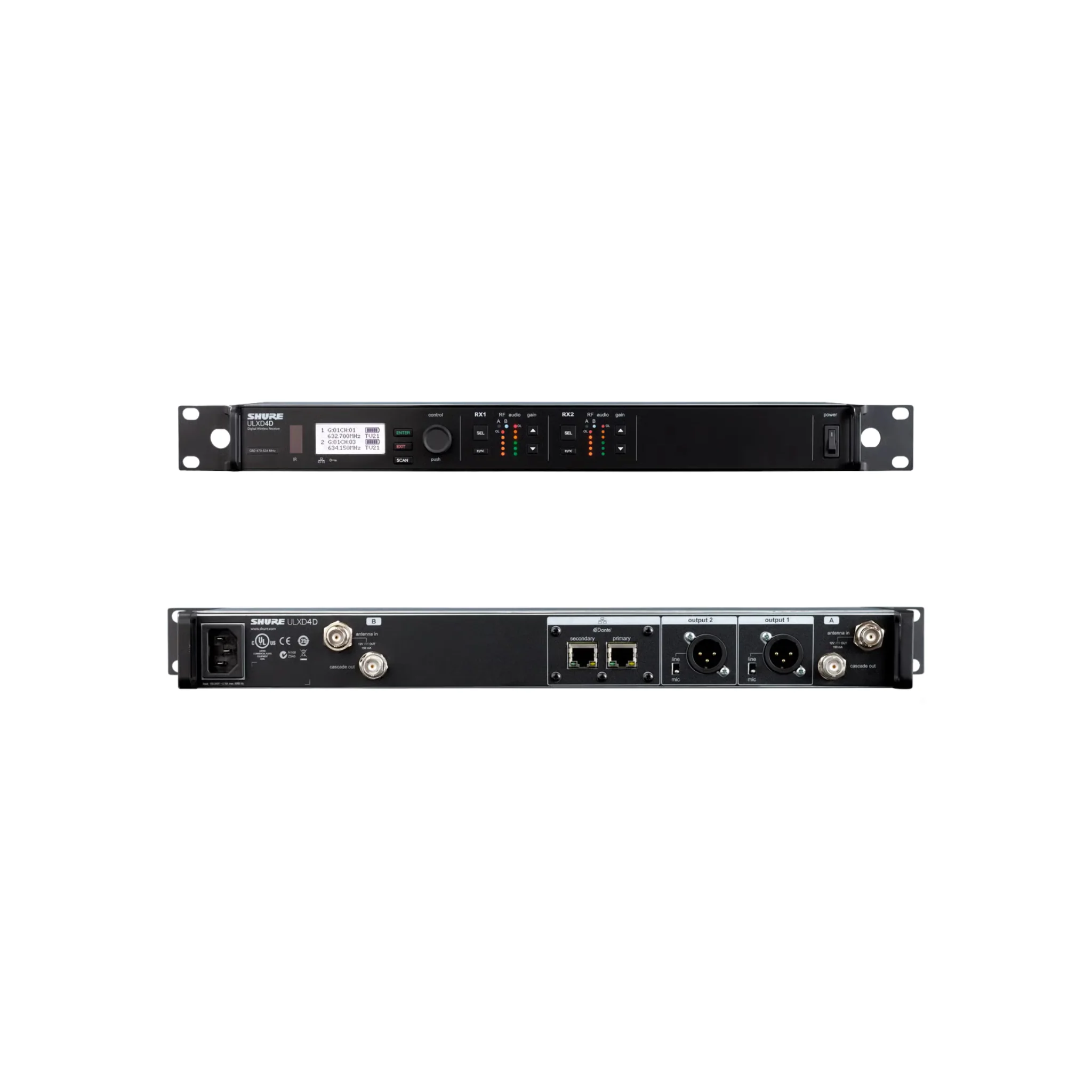 Shure ULXD4D Dual-Channel Digital Wireless Receiver (470–636 MHz)