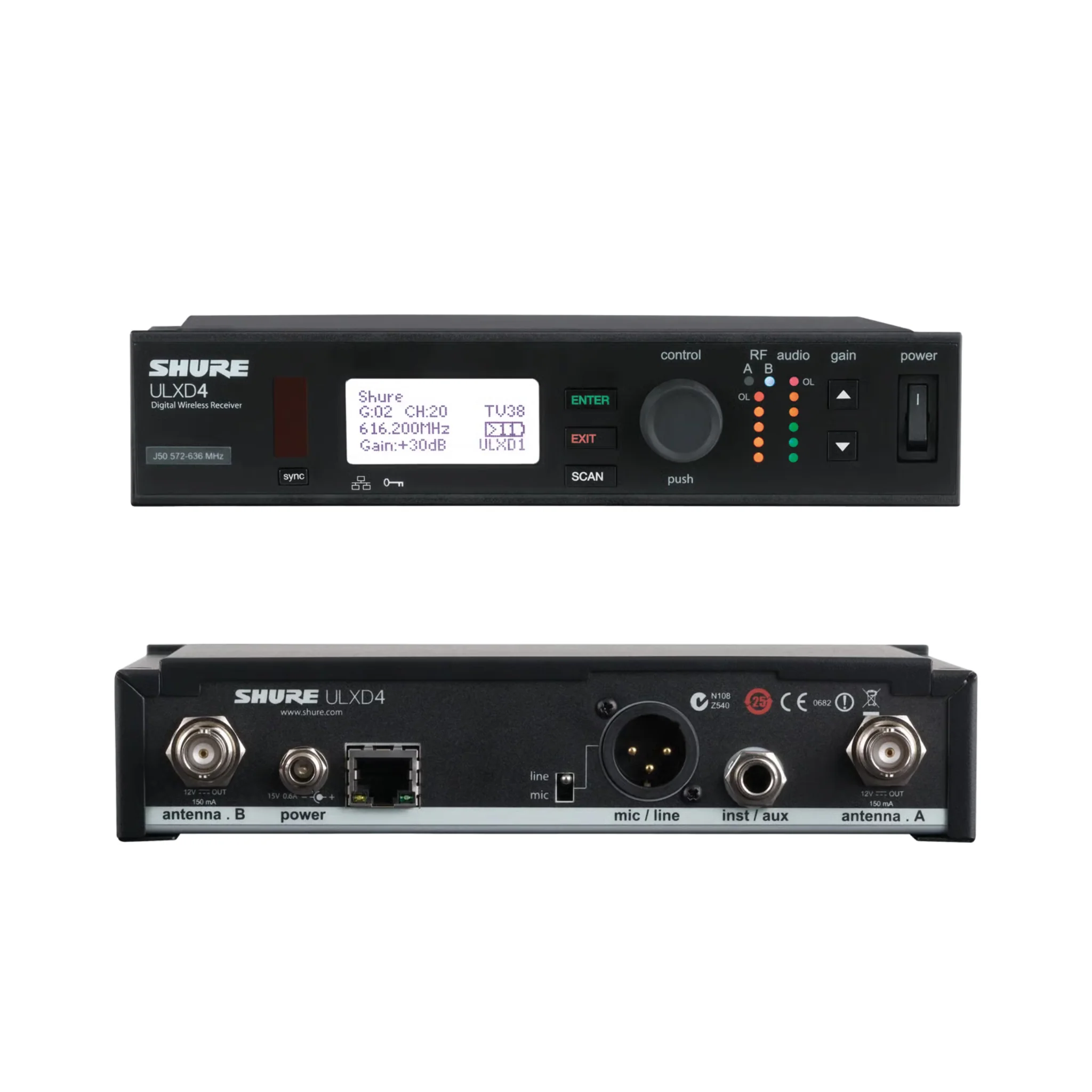 Shure ULXD4 Digital Wireless Receiver (534–598 MHz)